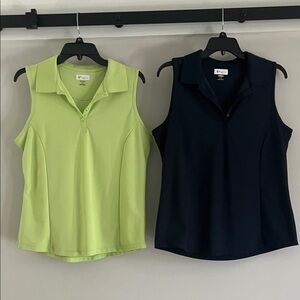 Cutter & Buck Women's Sleeveless Polo Tops - Lime and Navy